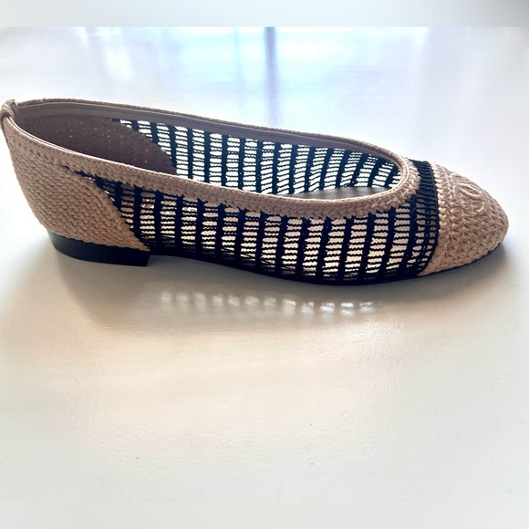 🔥 CHANEL Raffia Cap Toe Ballerina Flats - Picture 8 of 13